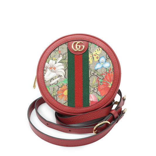 Ophidia GG Red Floral Mini Supreme Rounded Backpack