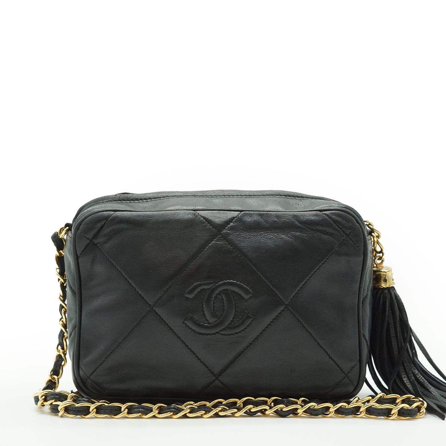 Vintage Diamond CC Camera Bag Quilted Leather