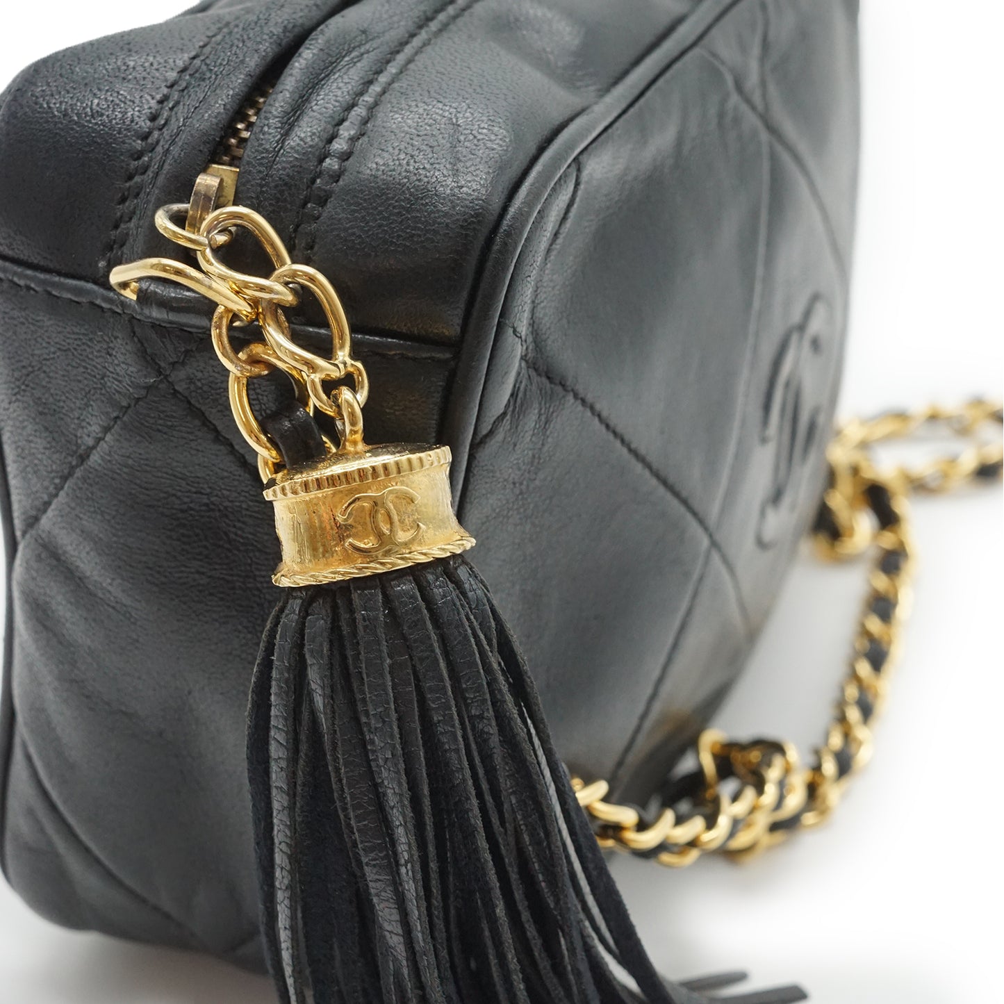 Vintage Diamond CC Camera Bag Quilted Leather