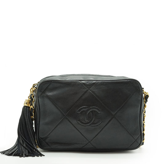Vintage Diamond CC Camera Bag Quilted Leather