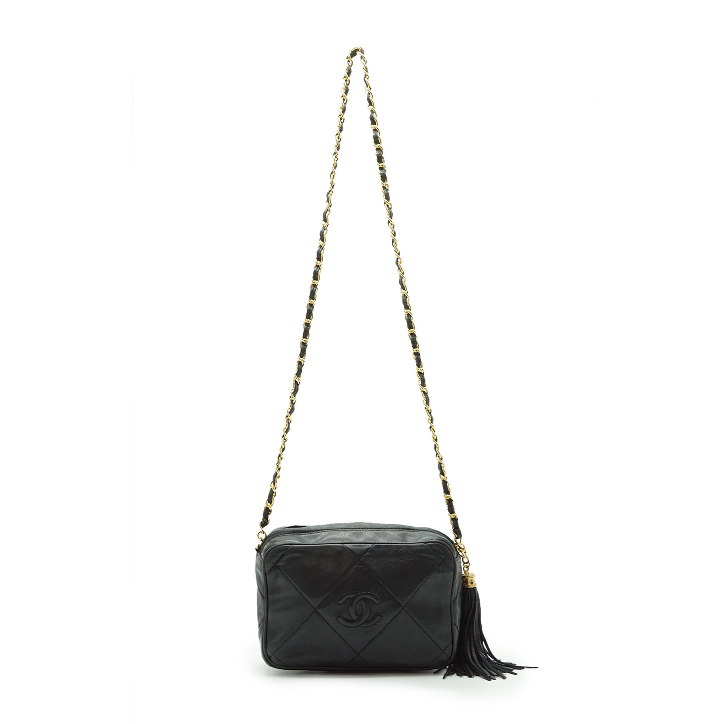 Vintage Diamond CC Camera Bag Quilted Leather