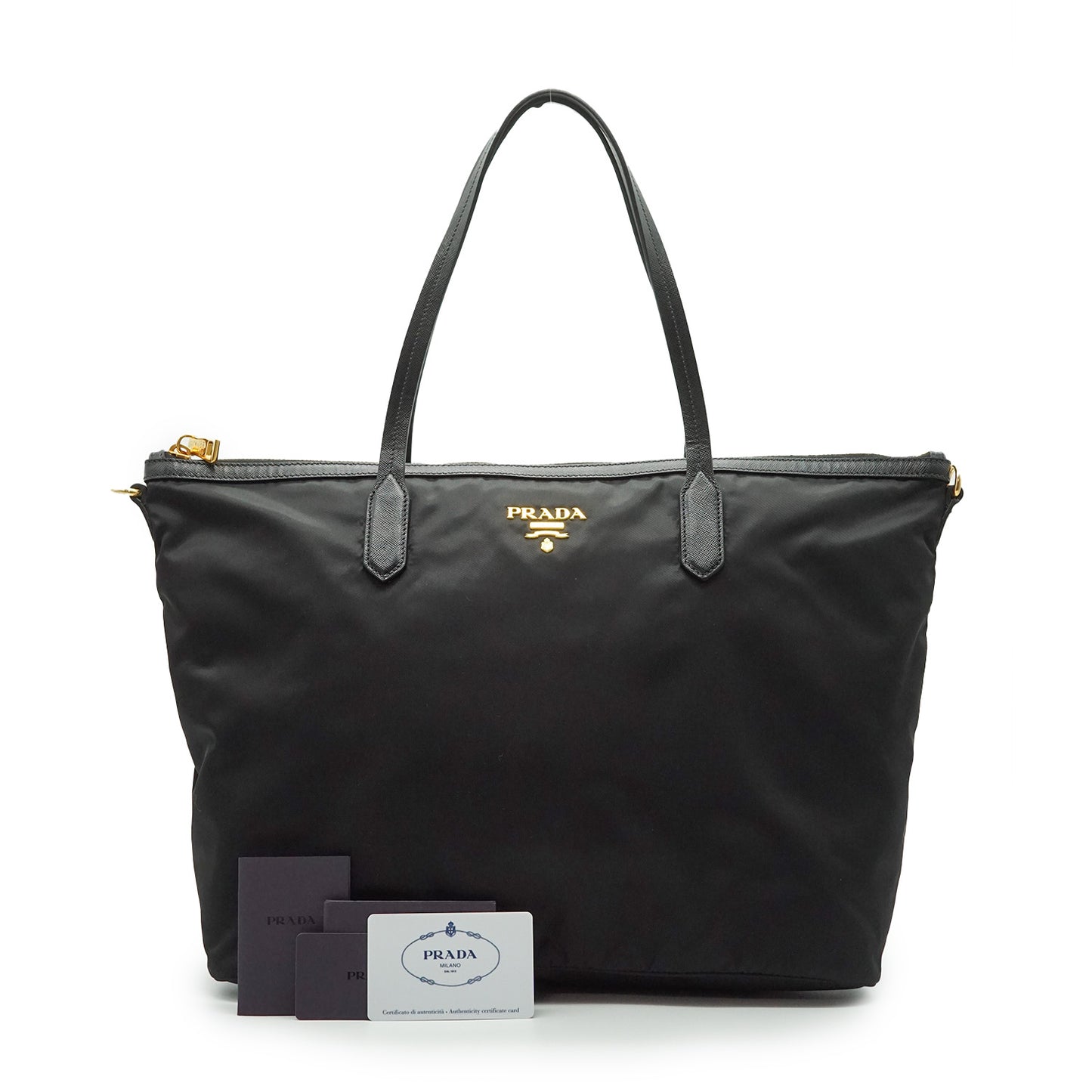 Tessuto Nylon + Saffin Leather tote bag
