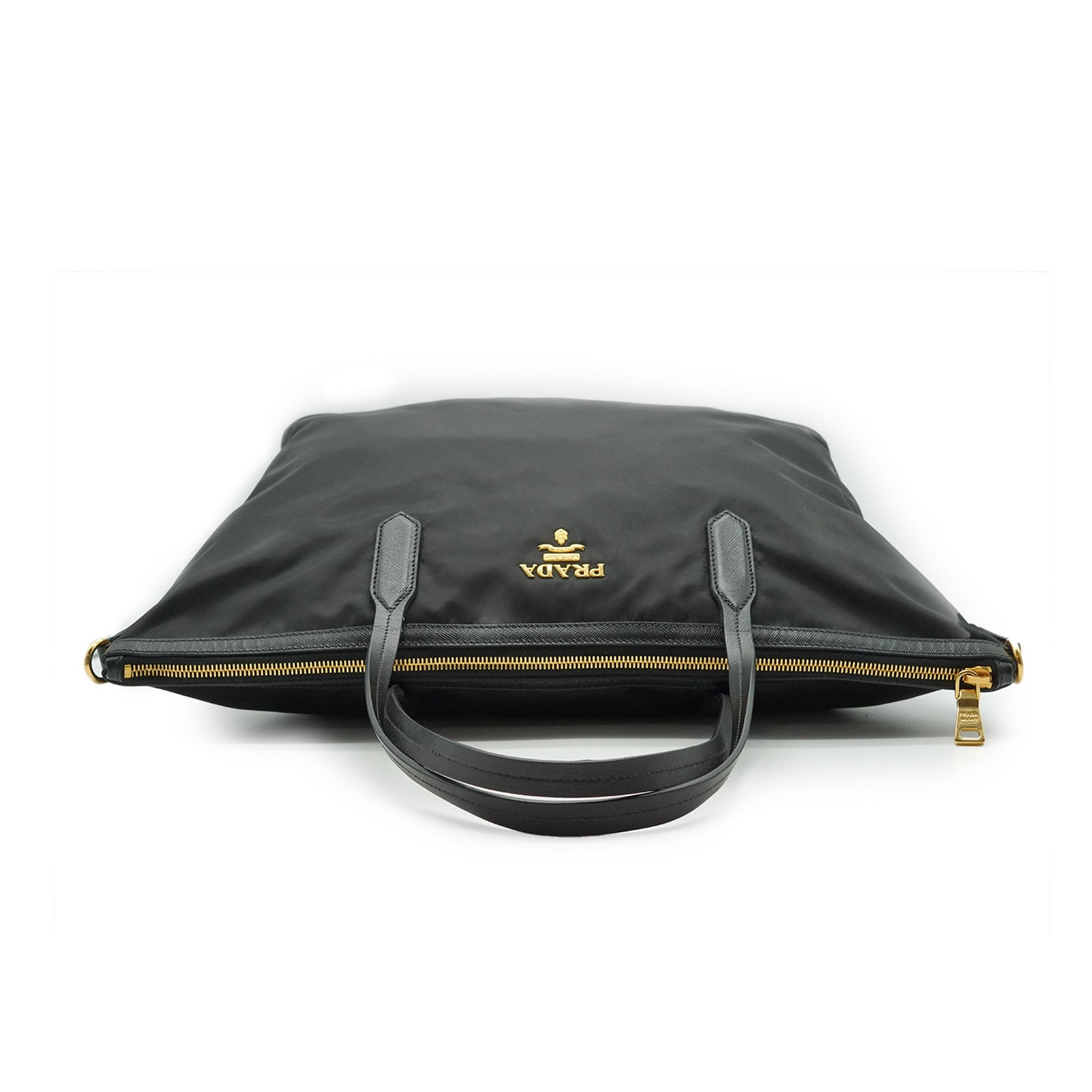 Tessuto Nylon + Saffin Leather tote bag