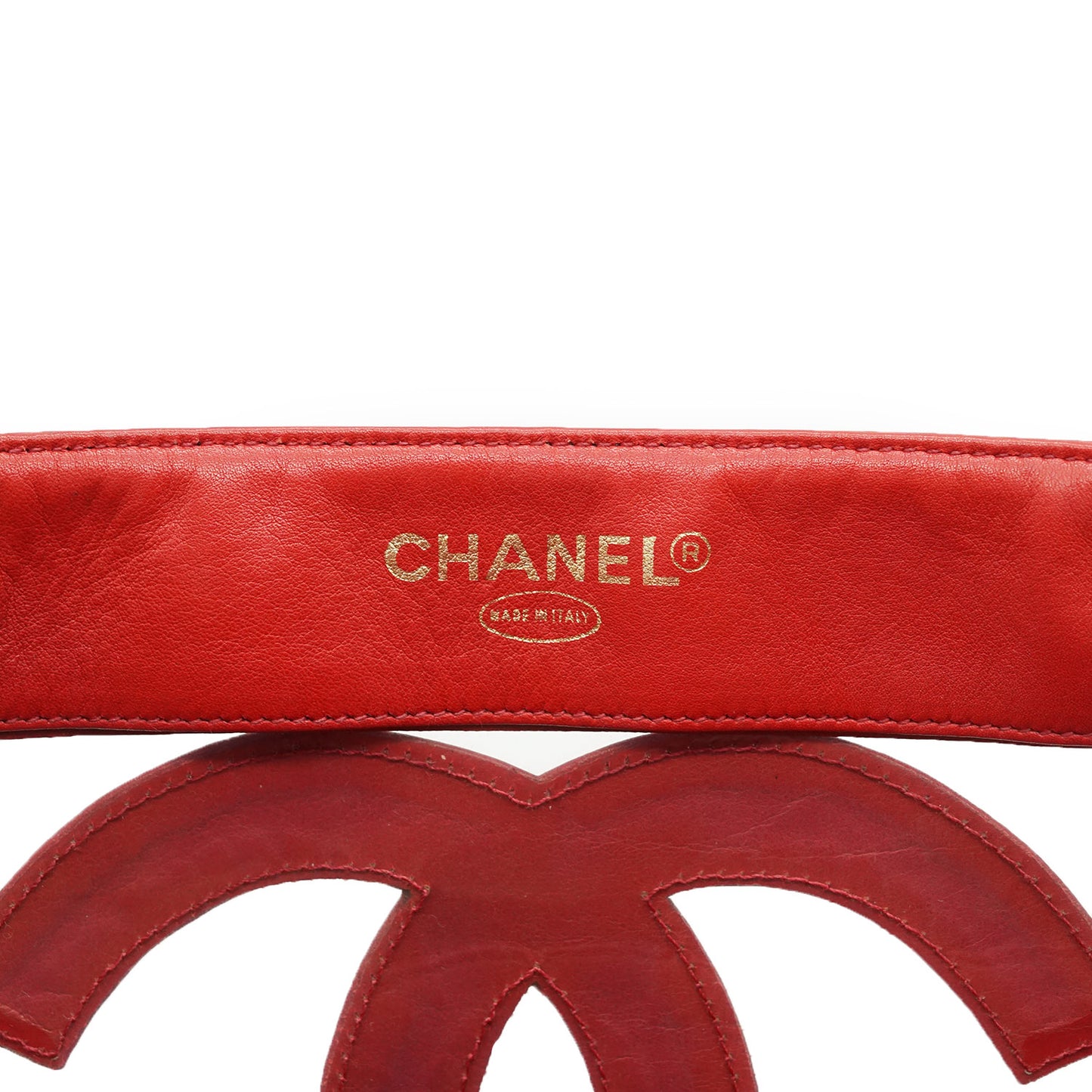 Triple CC Mark Red Transparent Enamel Vinyl Tote Bag