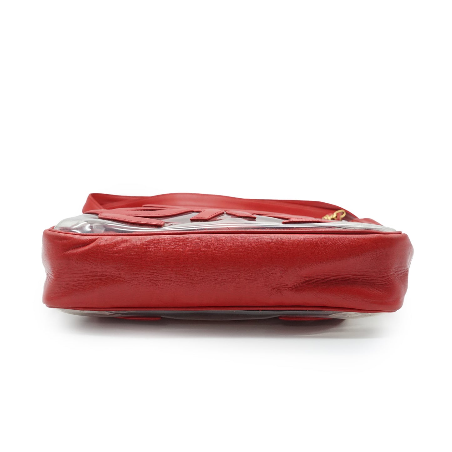 Triple CC Mark Red Transparent Enamel Vinyl Tote Bag