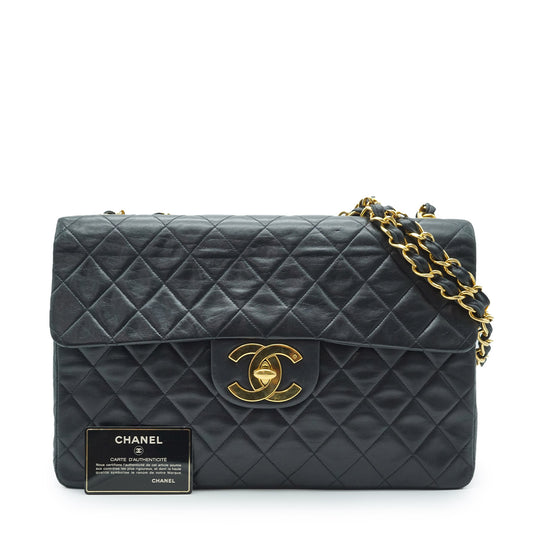 Maxi Jumbo Matelasse 34 Lambskin Chain Single Flap Shoulder Bag