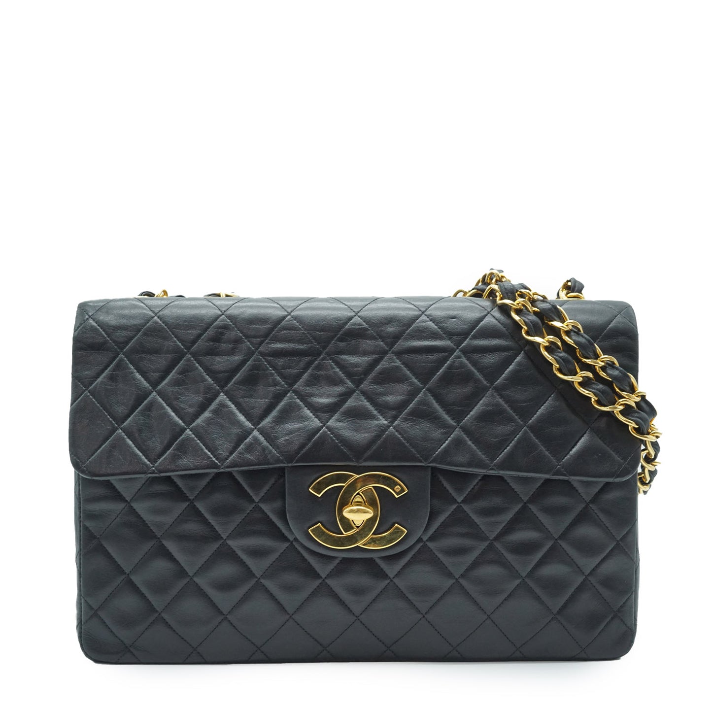 Maxi Jumbo Matelasse 34 Lambskin Chain Single Flap Shoulder Bag