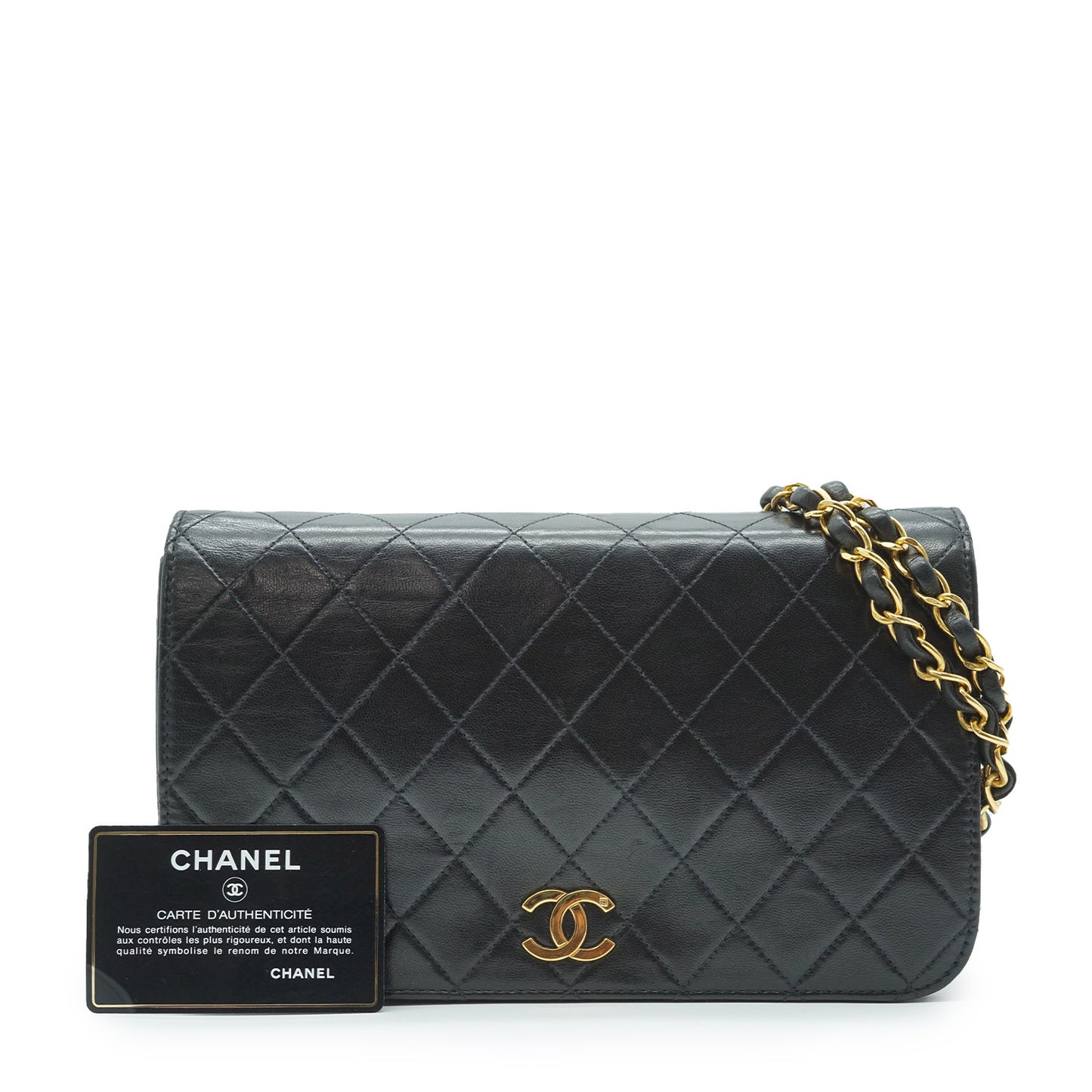 Matelasse Single Flap Push Lock Chain Shoulder Bag