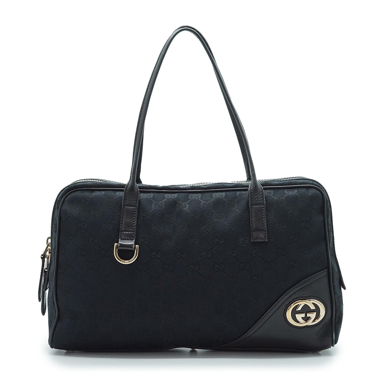 Canvas Leather Black Handbag