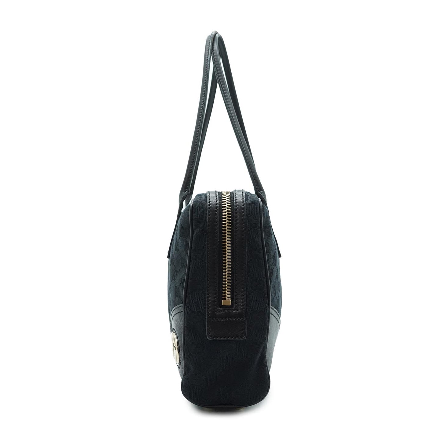 Canvas Leather Black Handbag