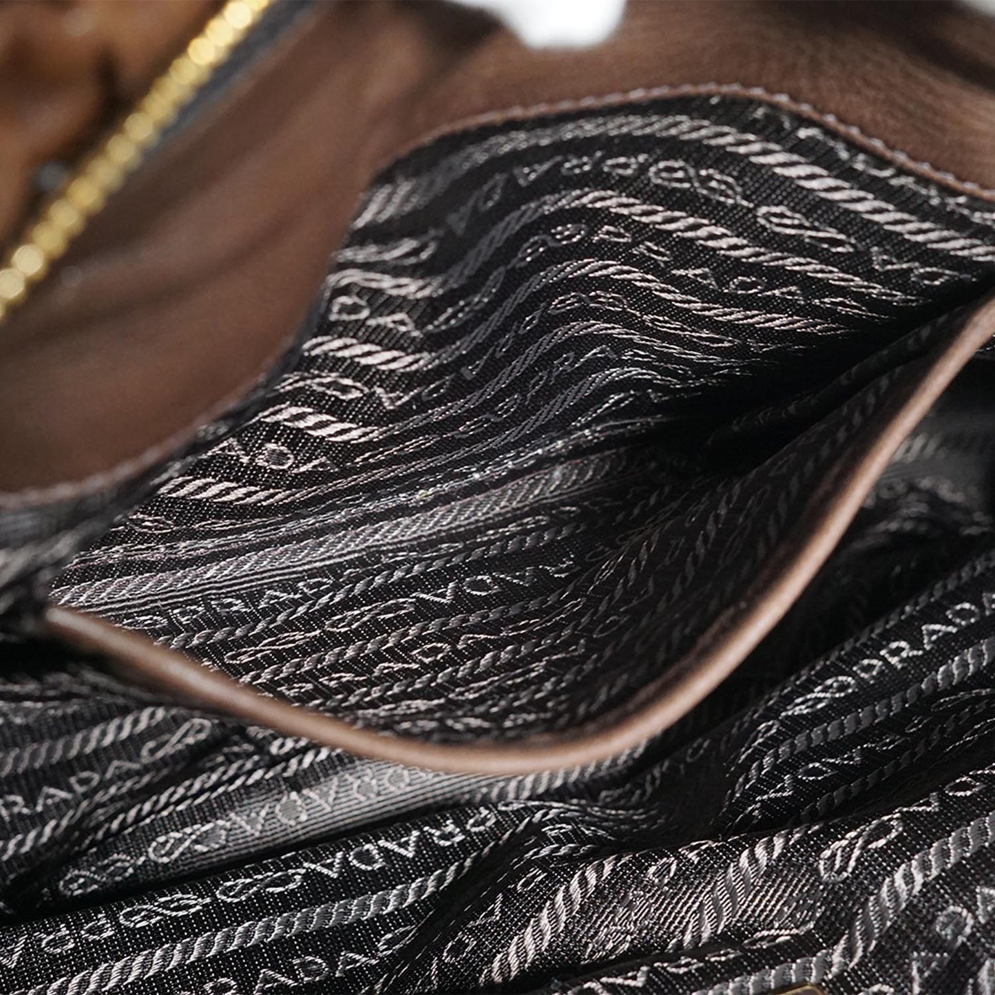 Brown Gathered Leather 2Way Handbag