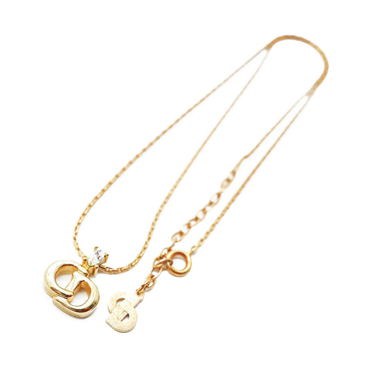 CD Logo Rhinestone Gold Necklace