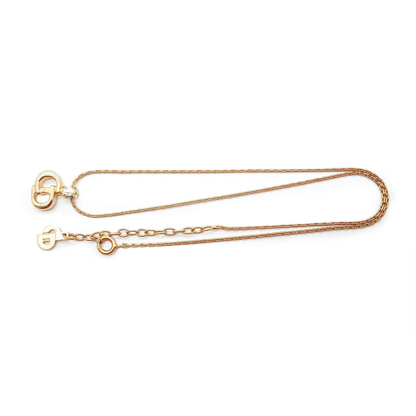 CD Logo Rhinestone Gold Necklace