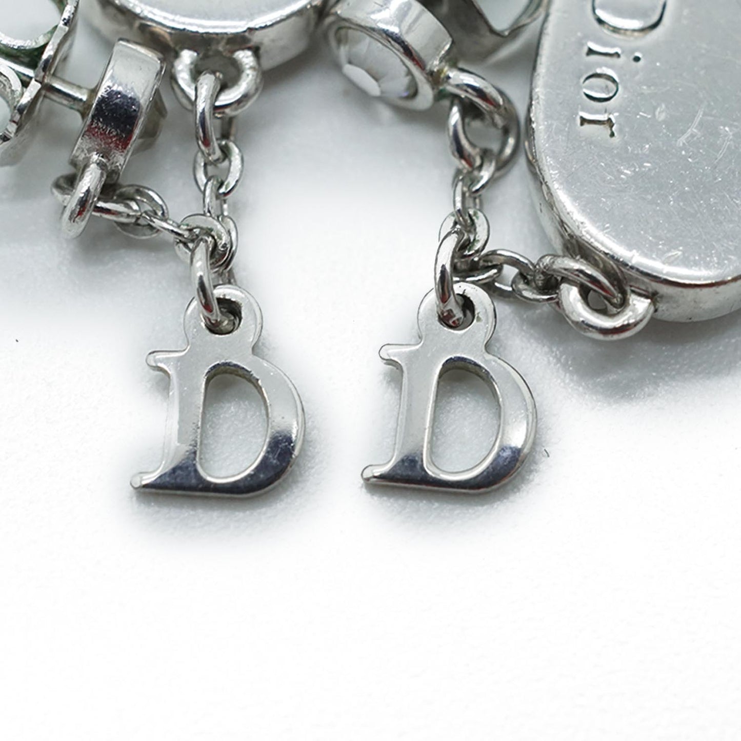 Silver Rhinestone Heart Earrings