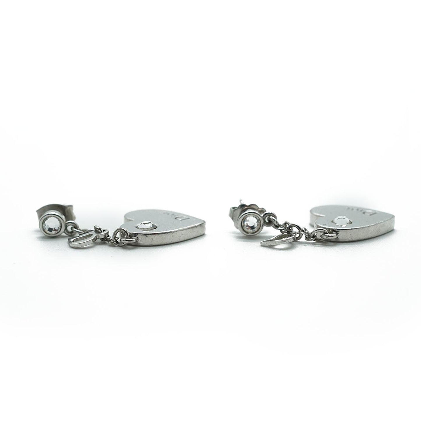 Silver Rhinestone Heart Earrings