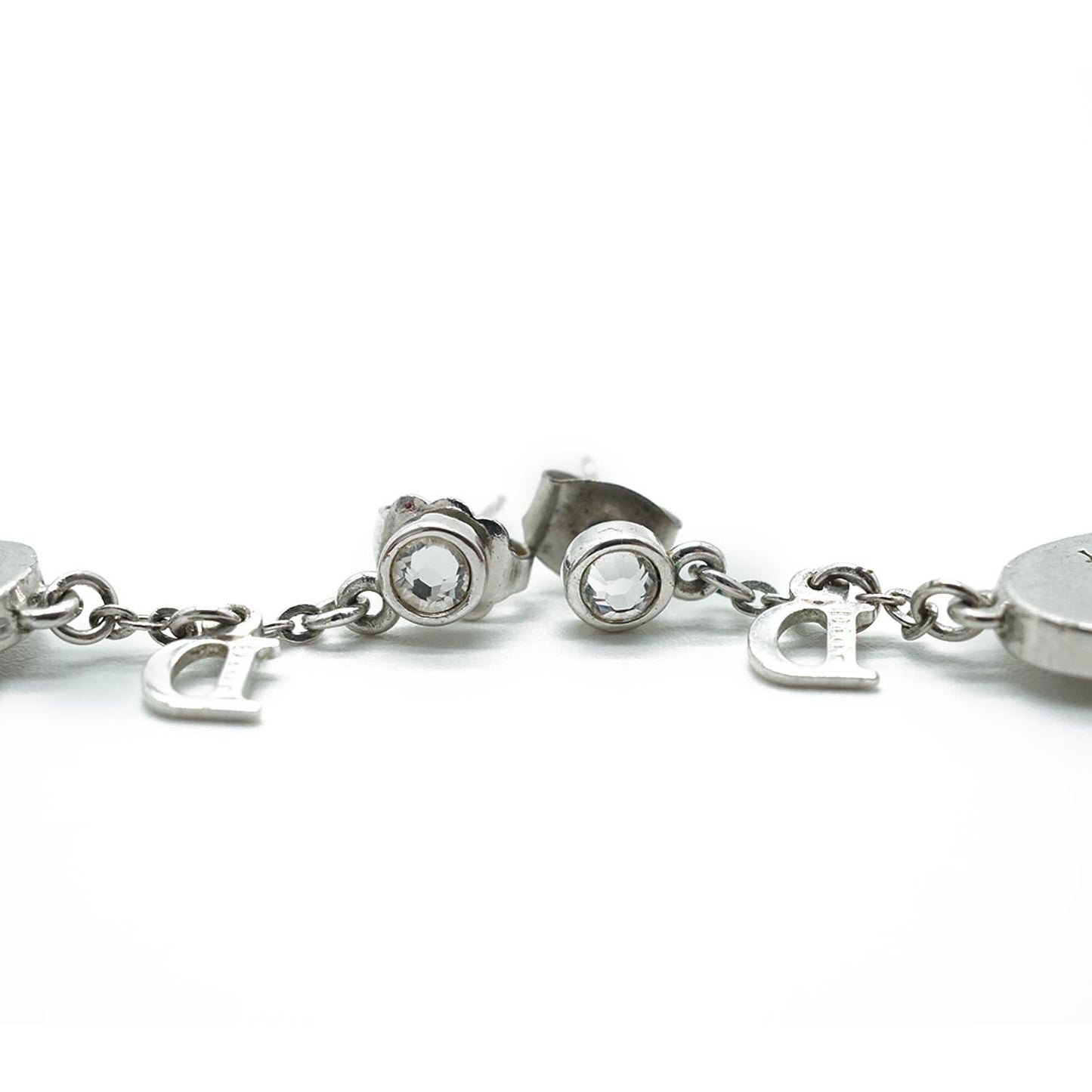 Silver Rhinestone Heart Earrings