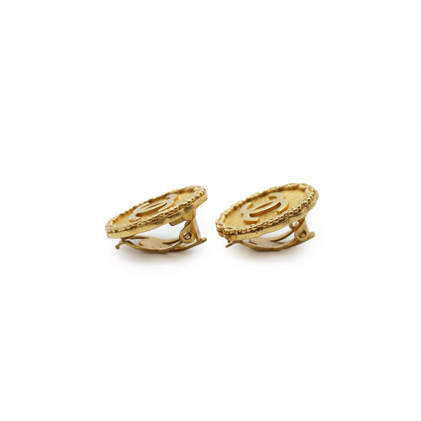 Gold Round Clip Earrings GP