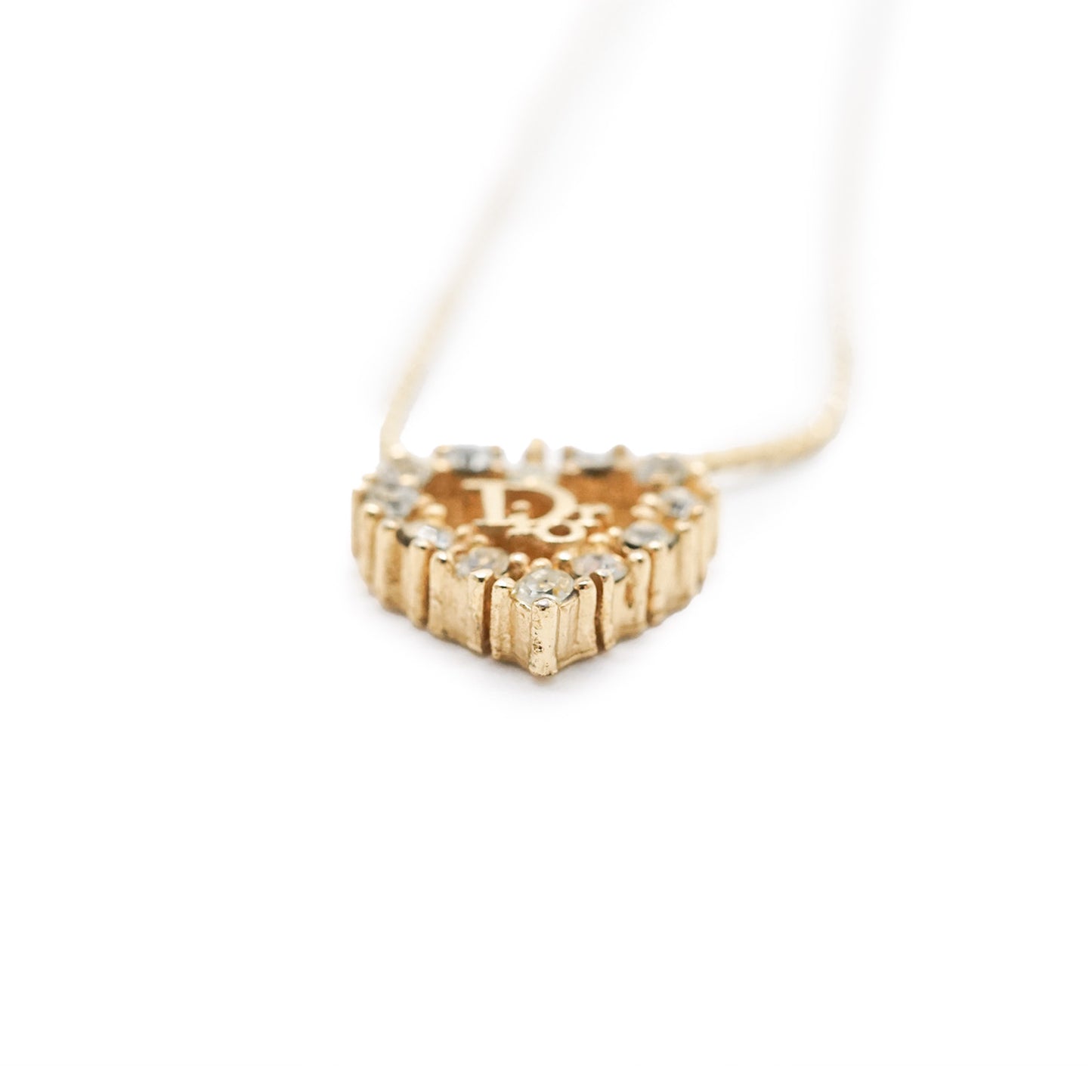 Rhinestone Heart Gold Necklace