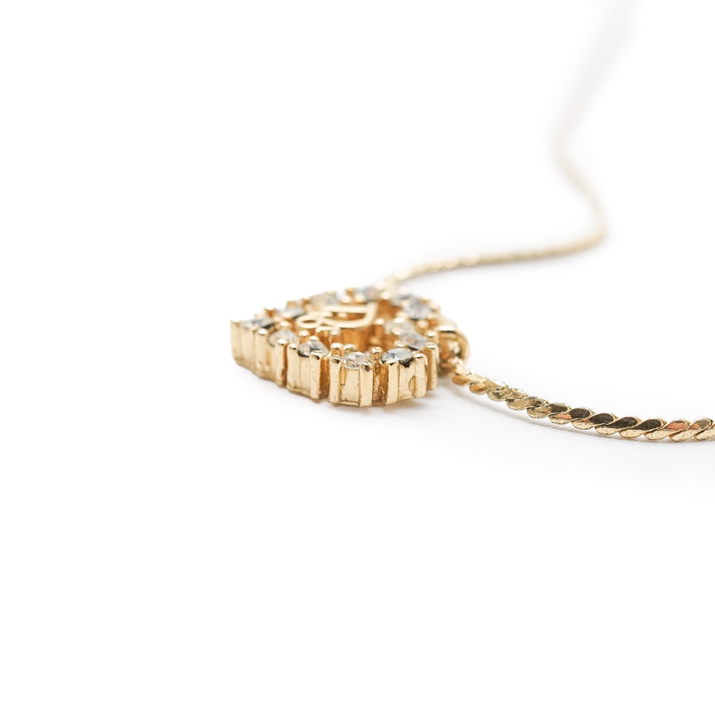 Rhinestone Heart Gold Necklace