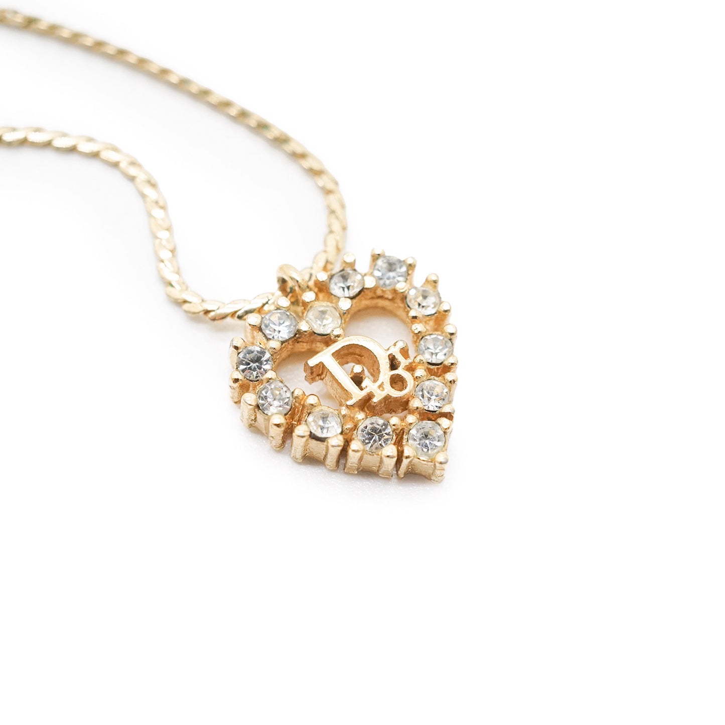 Rhinestone Heart Gold Necklace