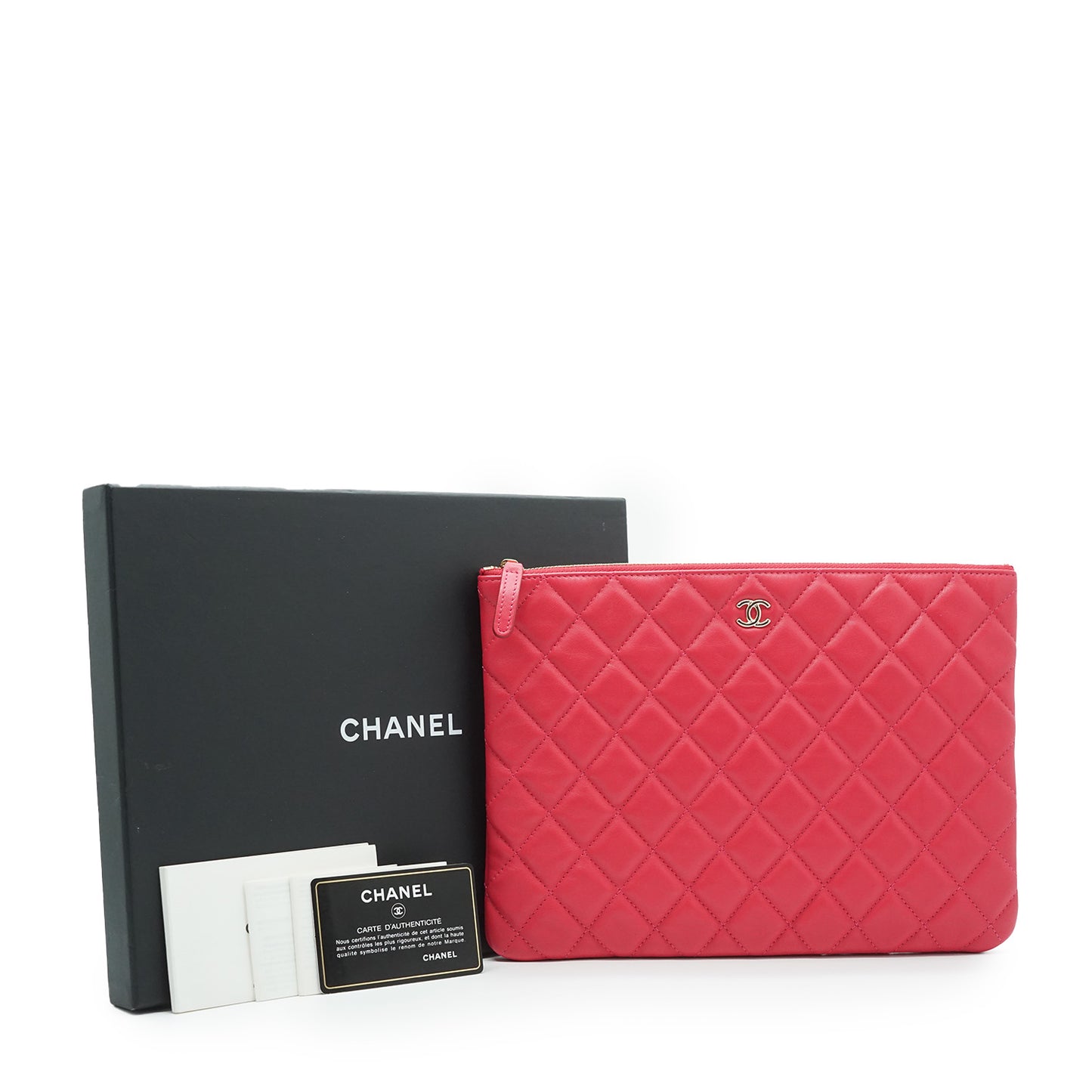 Matelasse Lambskin Leather Clutch