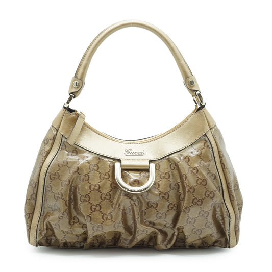 GG Metallic Crystal Abbey D-Ring Shoulder Bag