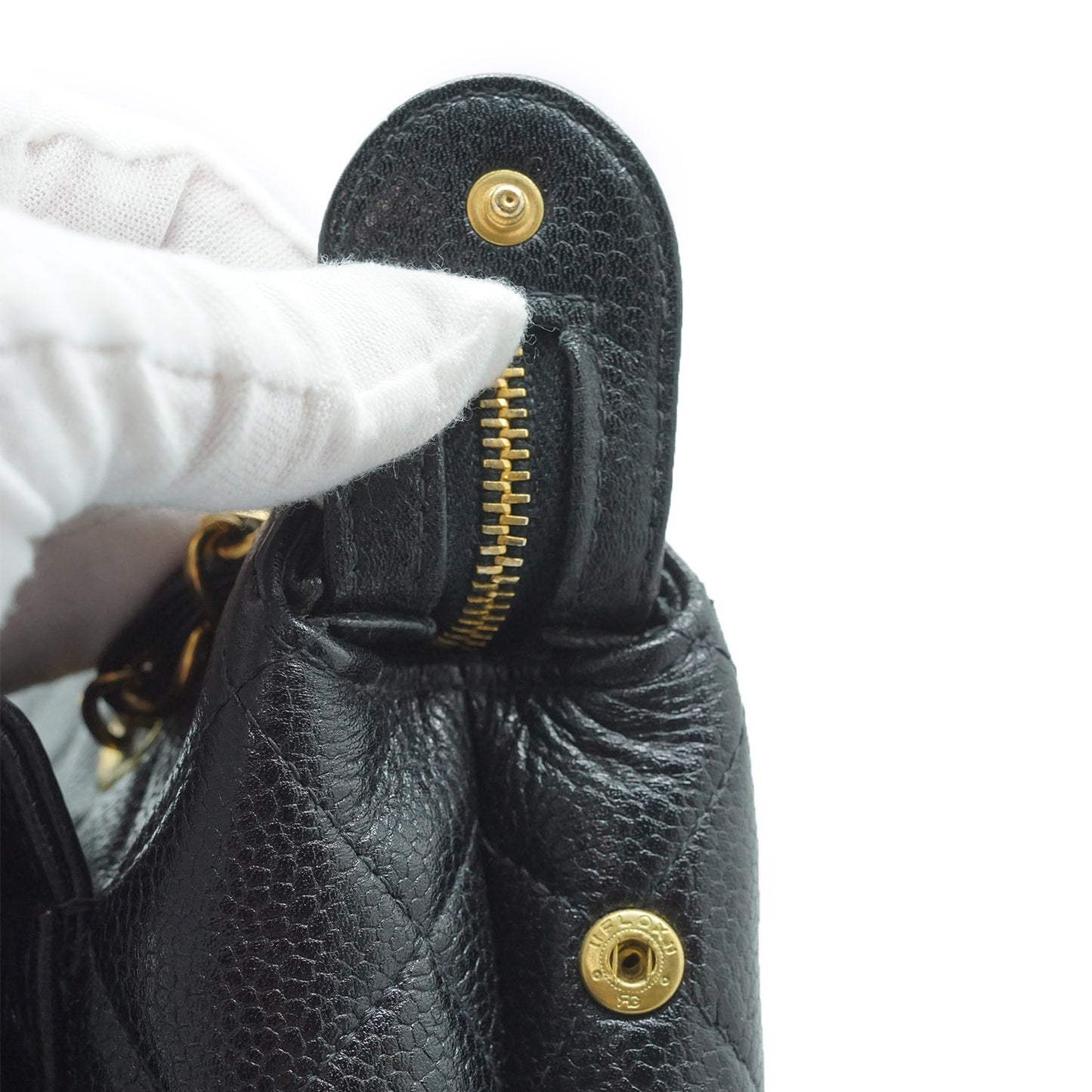 Caviar Skin Leather Chain Tote