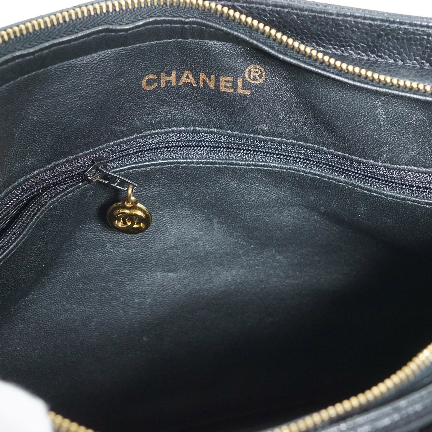 Caviar Skin Leather Chain Tote