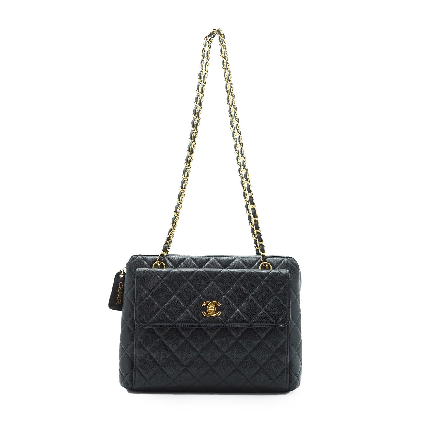 Caviar Skin Leather Chain Tote