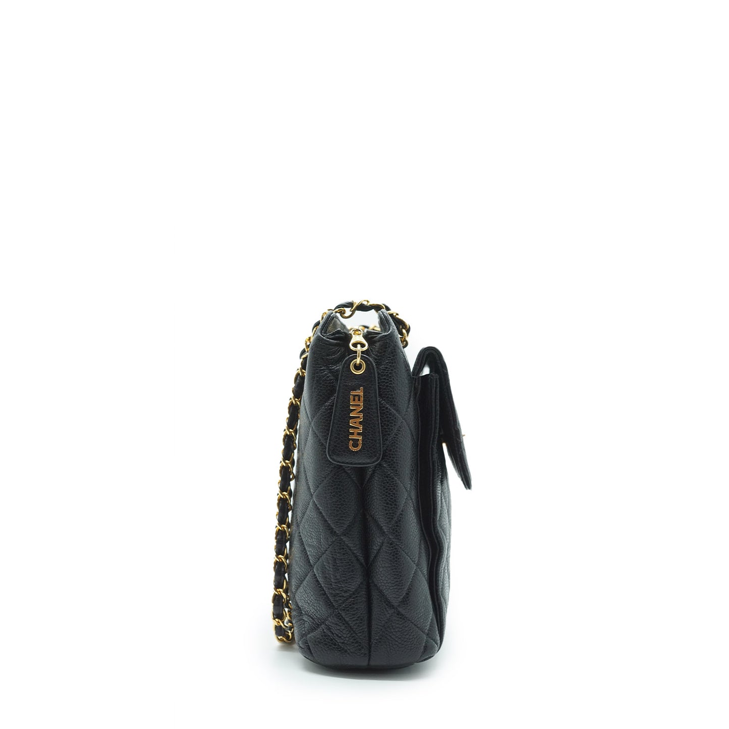 Caviar Skin Leather Chain Tote