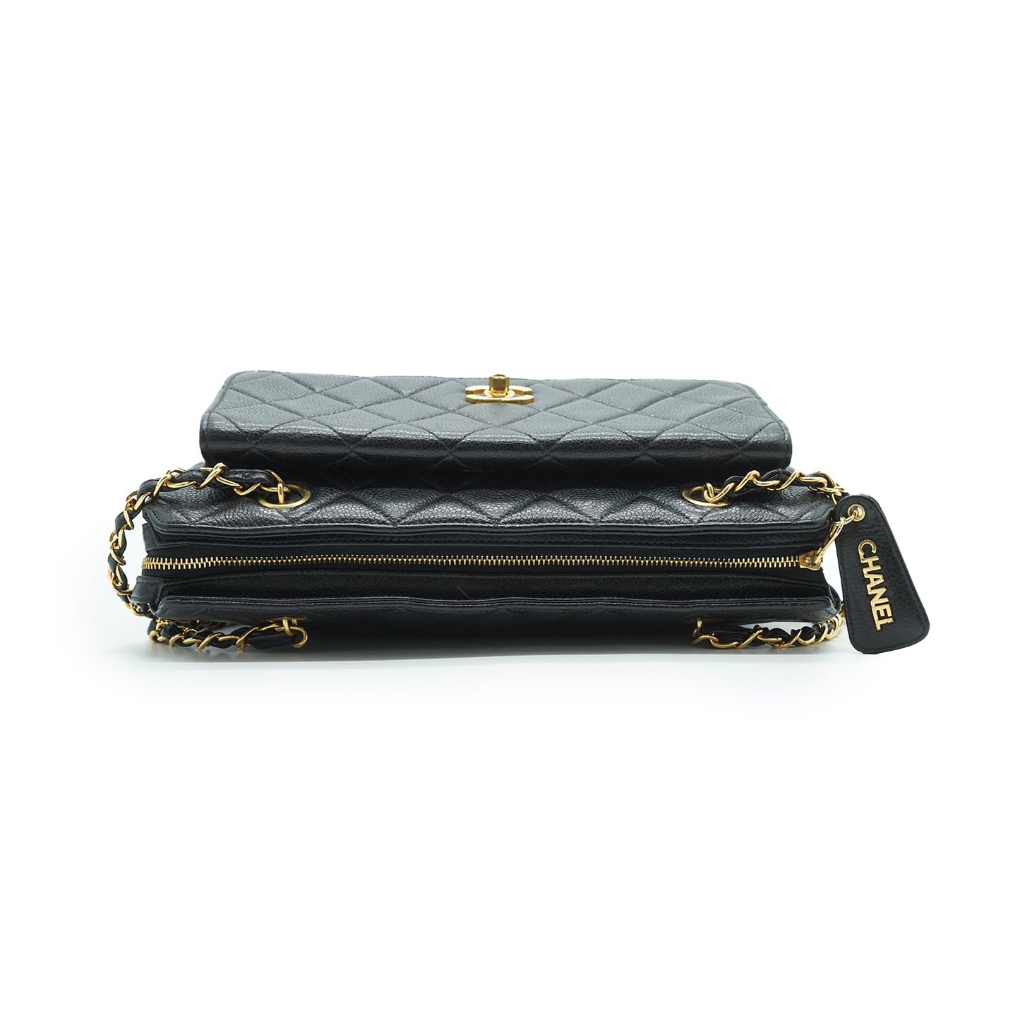 Caviar Skin Leather Chain Tote
