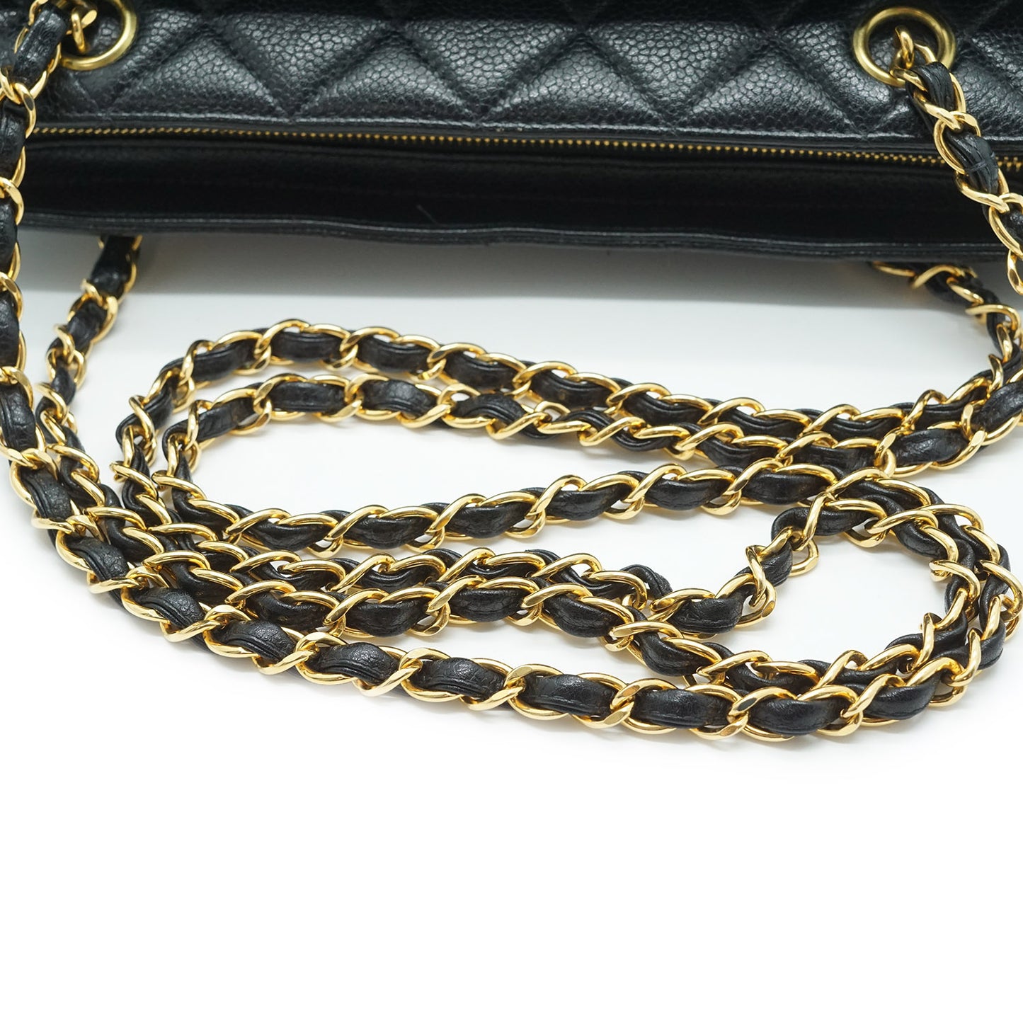 Caviar Skin Leather Chain Tote