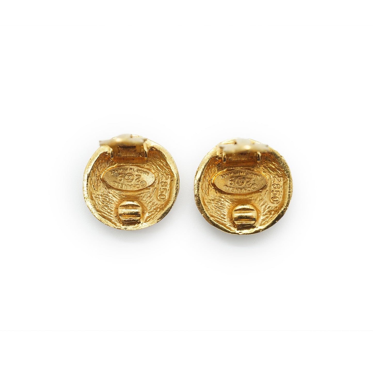 Coco Mark Gold Plated Round Clip Earrings