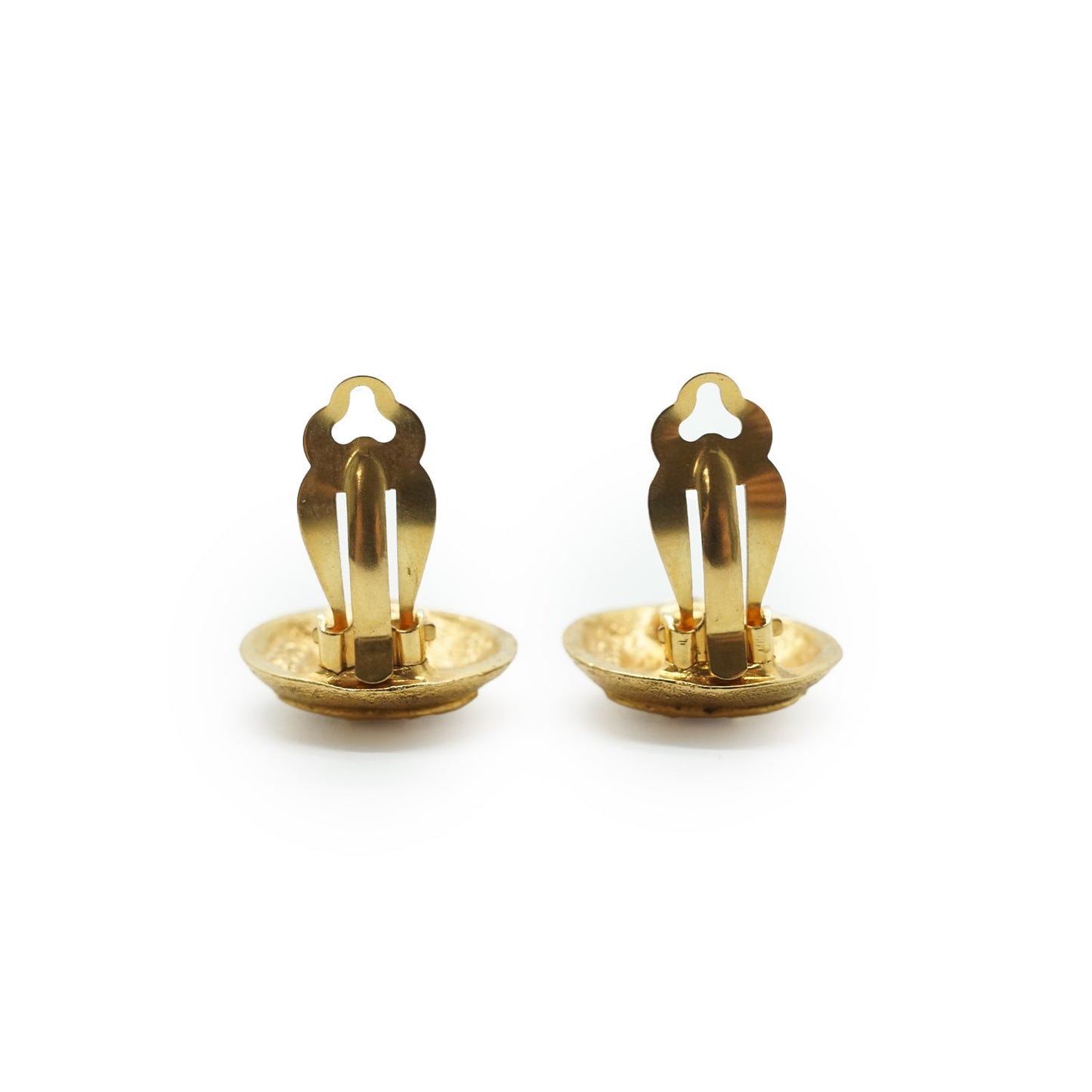 Coco Mark Gold Plated Round Clip Earrings