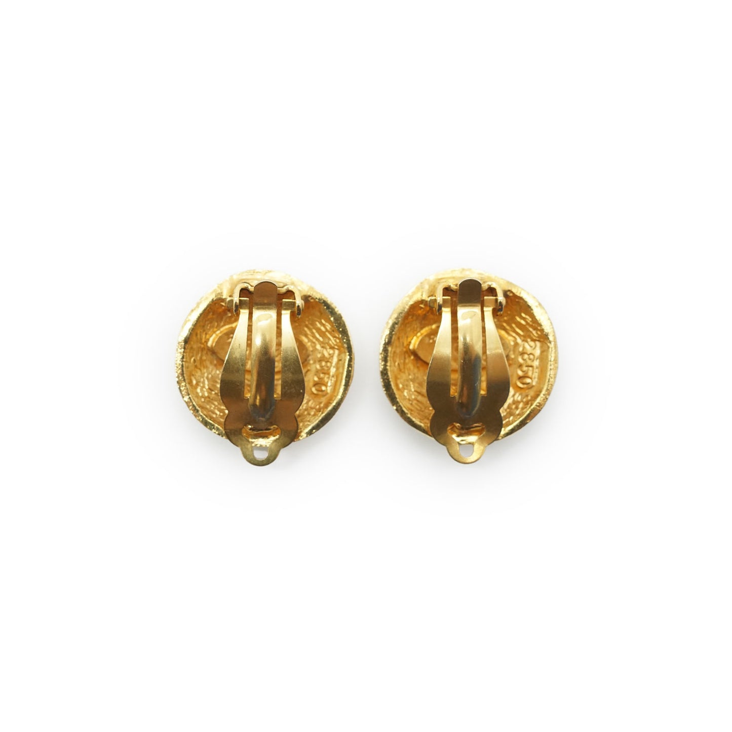 Coco Mark Gold Plated Round Clip Earrings