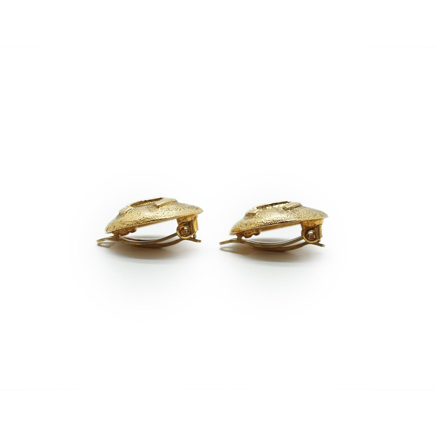 Coco Mark Gold Plated Round Clip Earrings