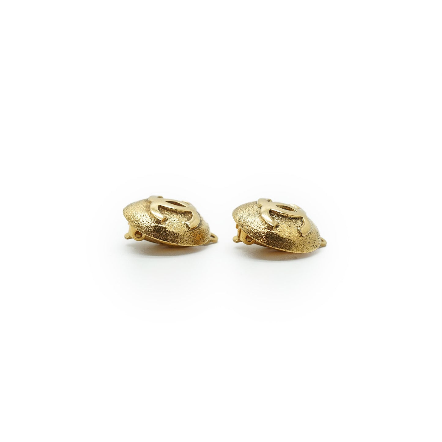 Coco Mark Gold Plated Round Clip Earrings