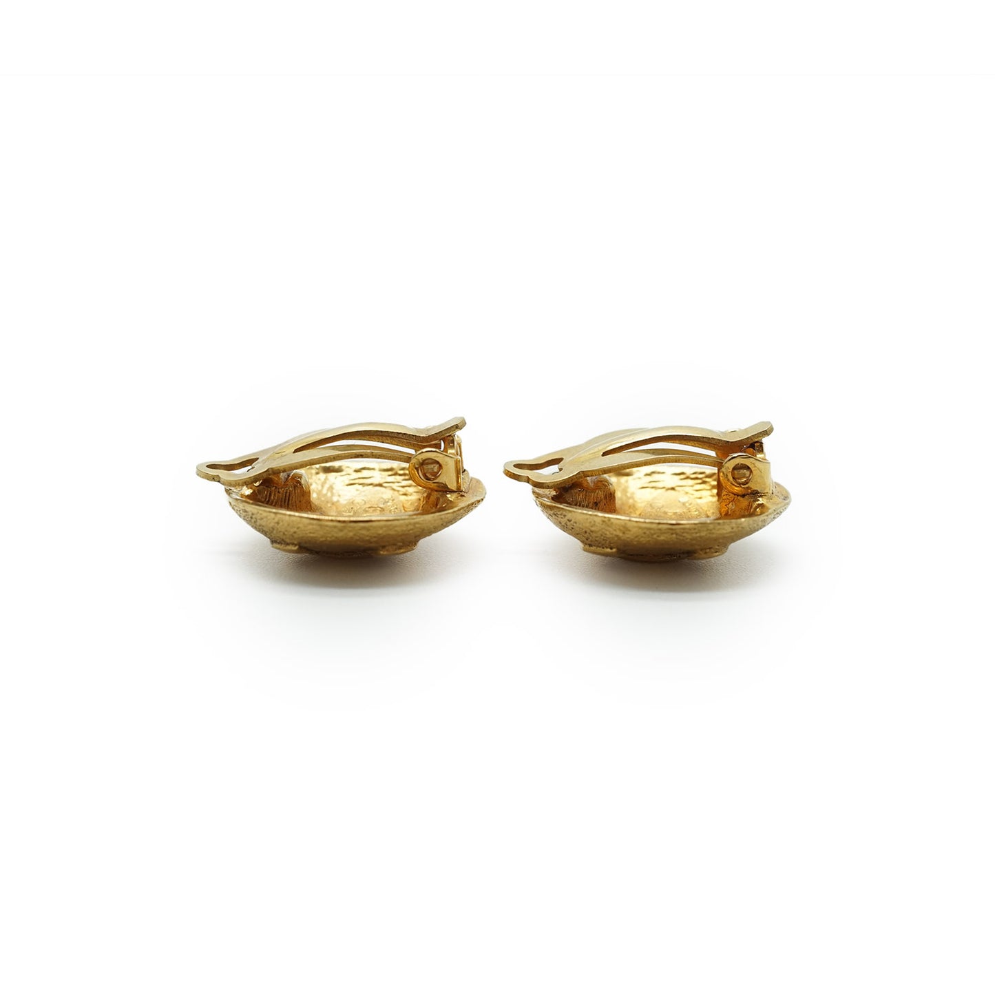 Coco Mark Gold Plated Round Clip Earrings
