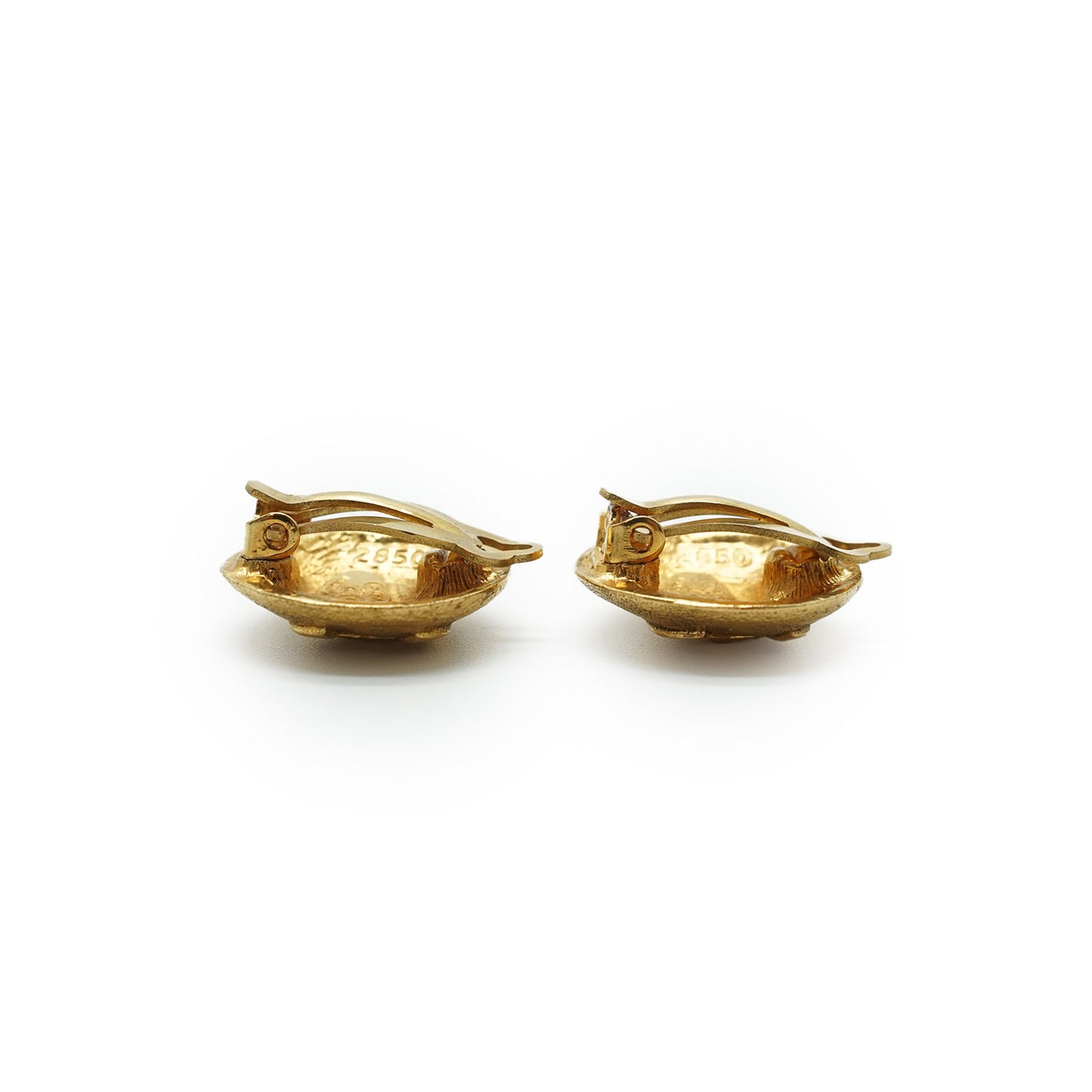 Coco Mark Gold Plated Round Clip Earrings