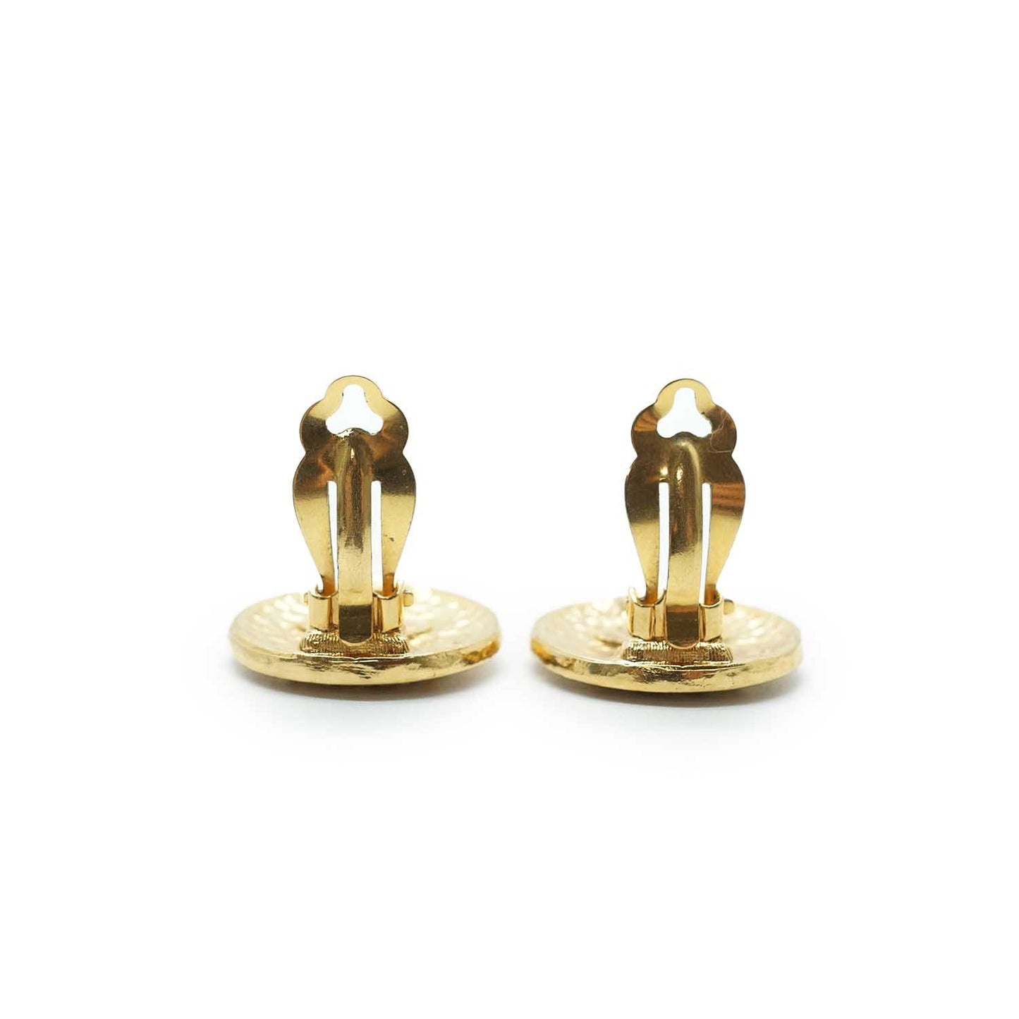 Lion Crest Shield Round Clip Earrings GP
