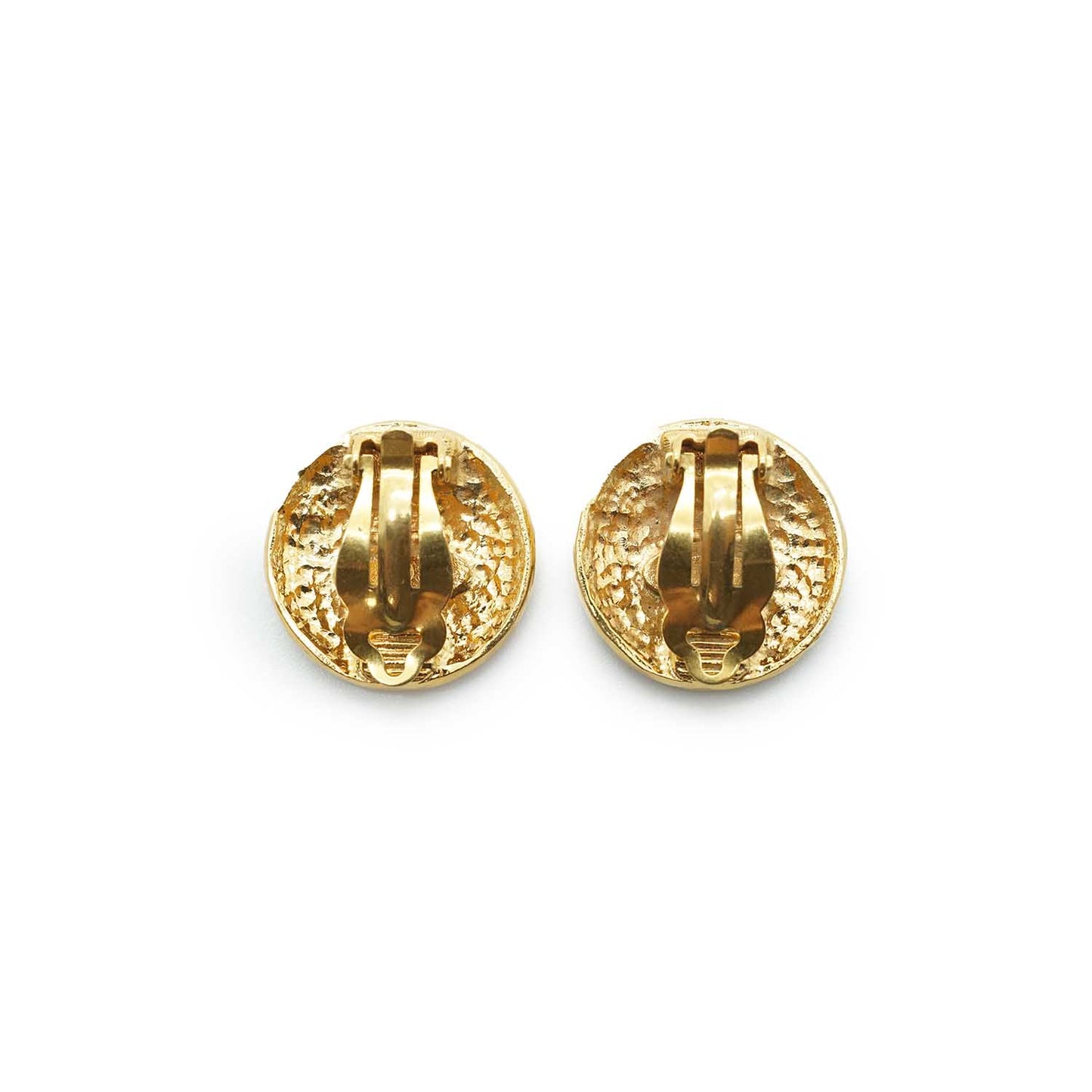 Lion Crest Shield Round Clip Earrings GP