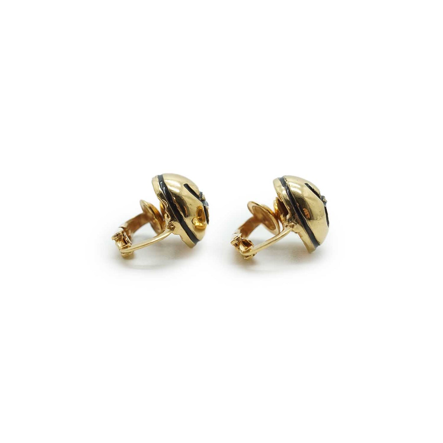 Coco Mark Round Clip Earrings GP