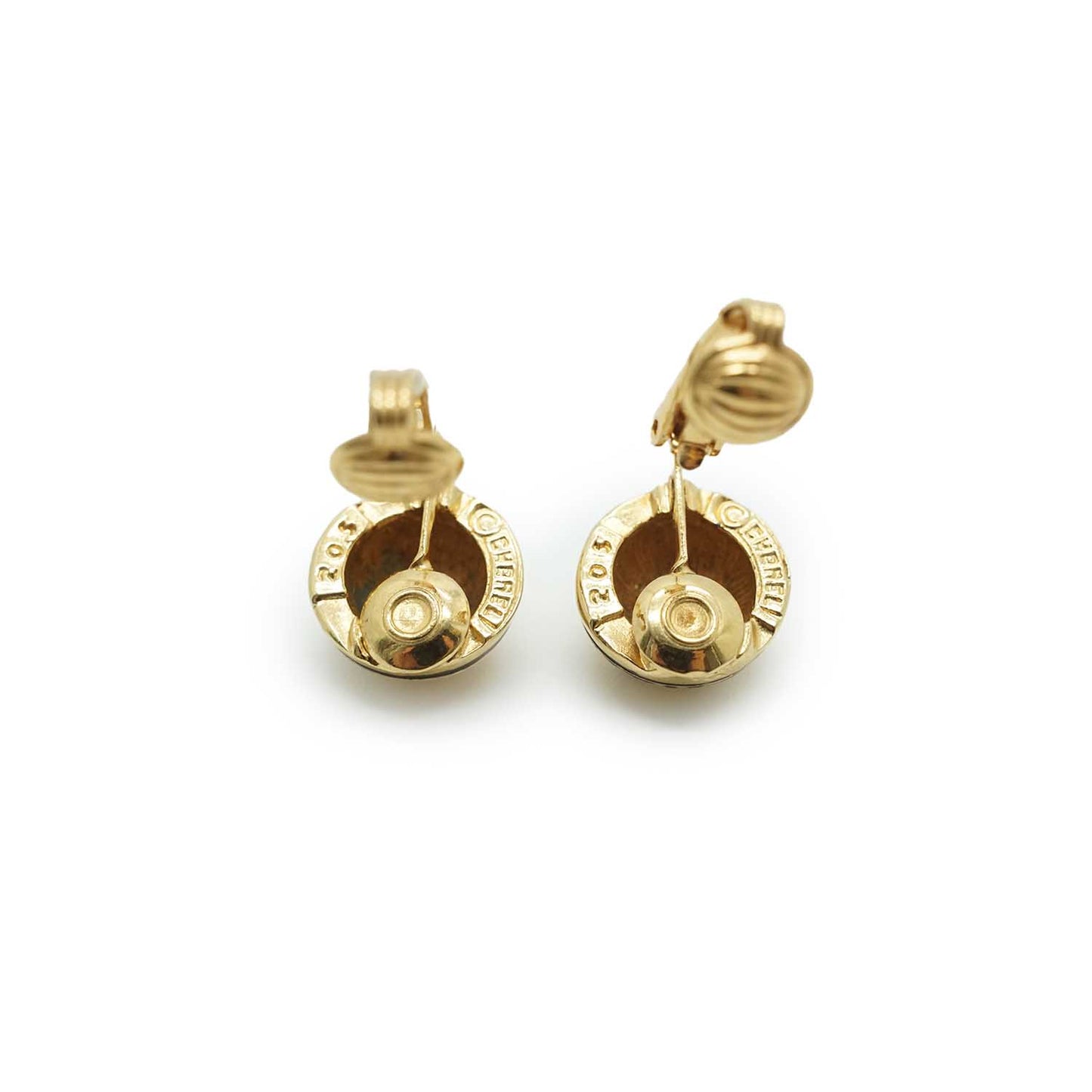 Coco Mark Round Clip Earrings GP