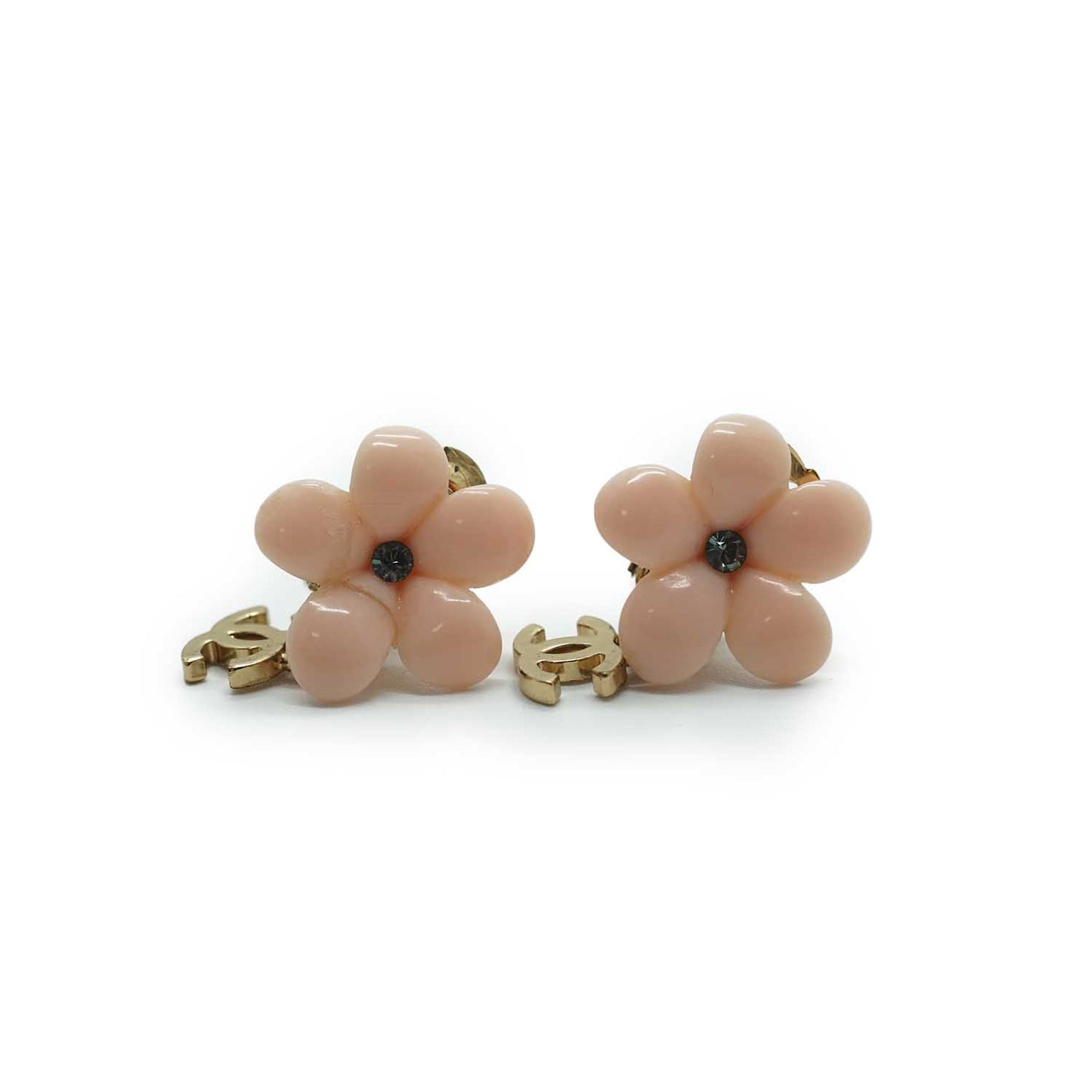 Coco Mark Pink Flower Clip Earrings GP