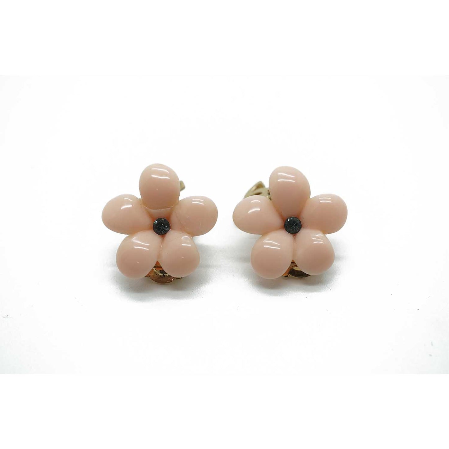 Coco Mark Pink Flower Clip Earrings GP
