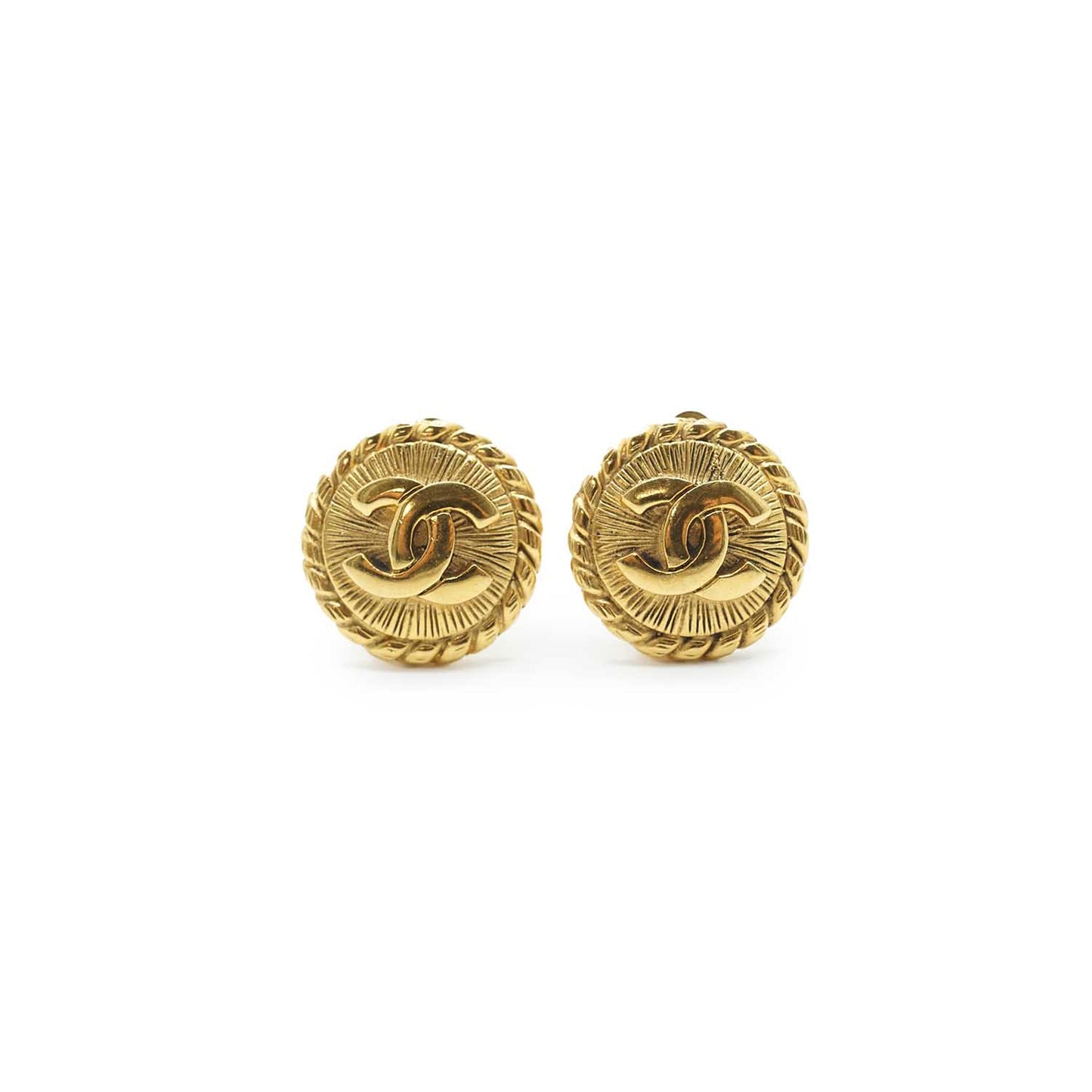 Coco Mark Round Clip Earrings GP