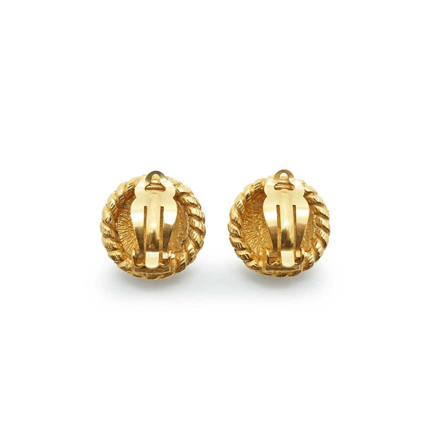 Coco Mark Round Clip Earrings GP