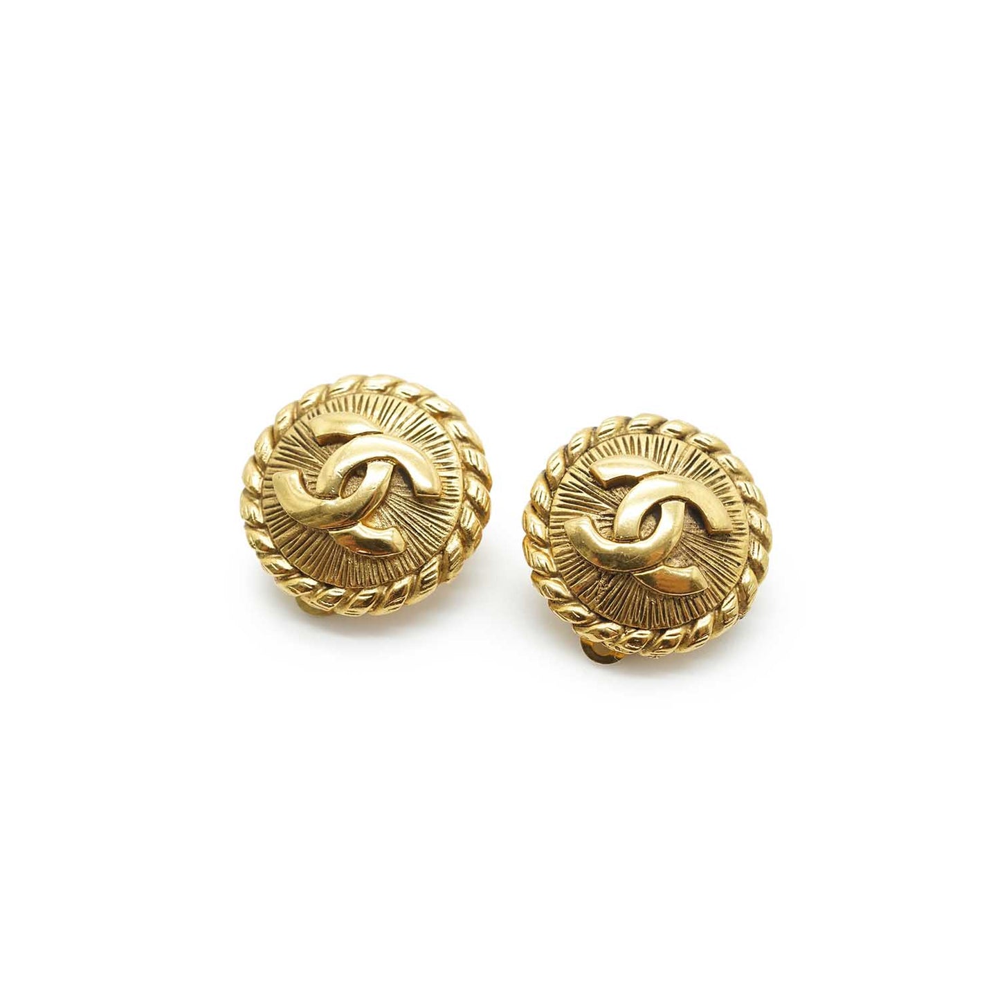 Coco Mark Round Clip Earrings GP