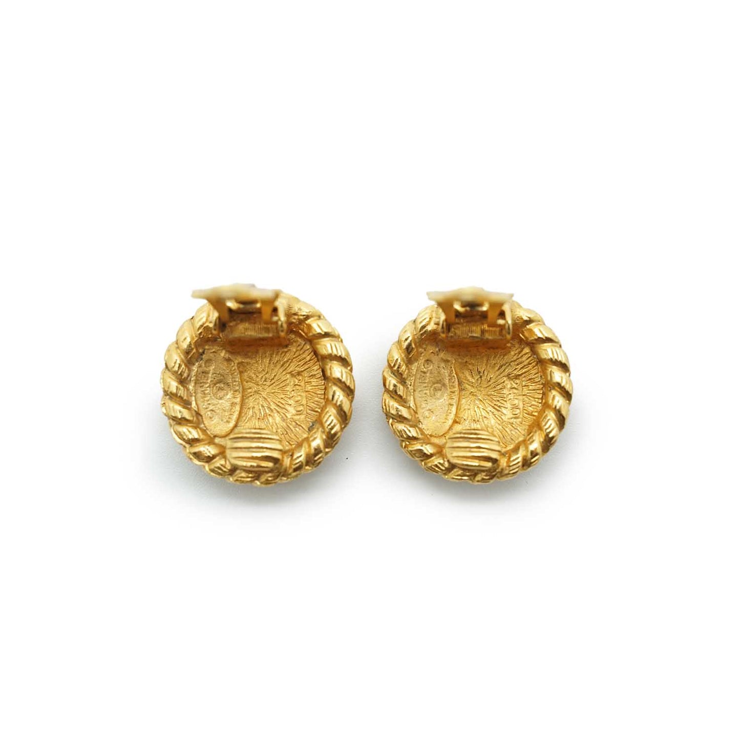 Coco Mark Round Clip Earrings GP