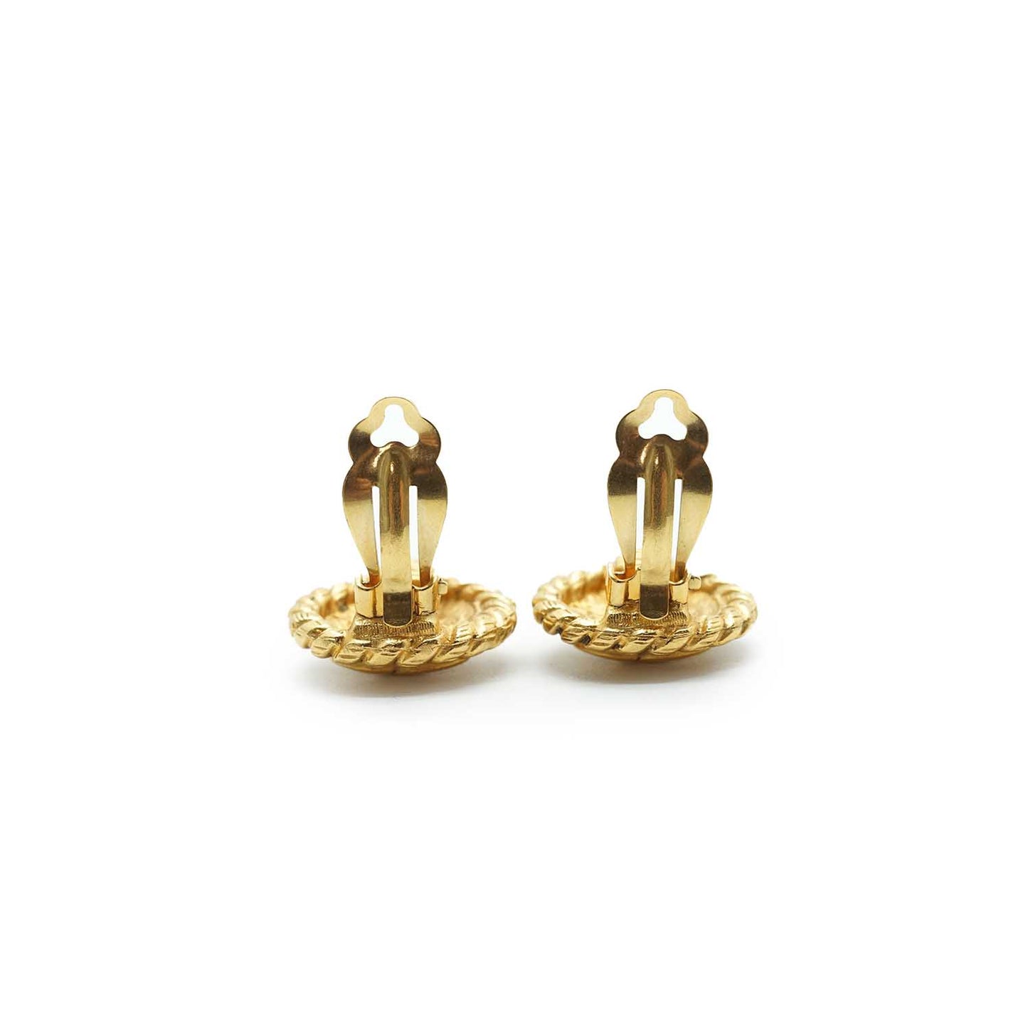 Coco Mark Round Clip Earrings GP